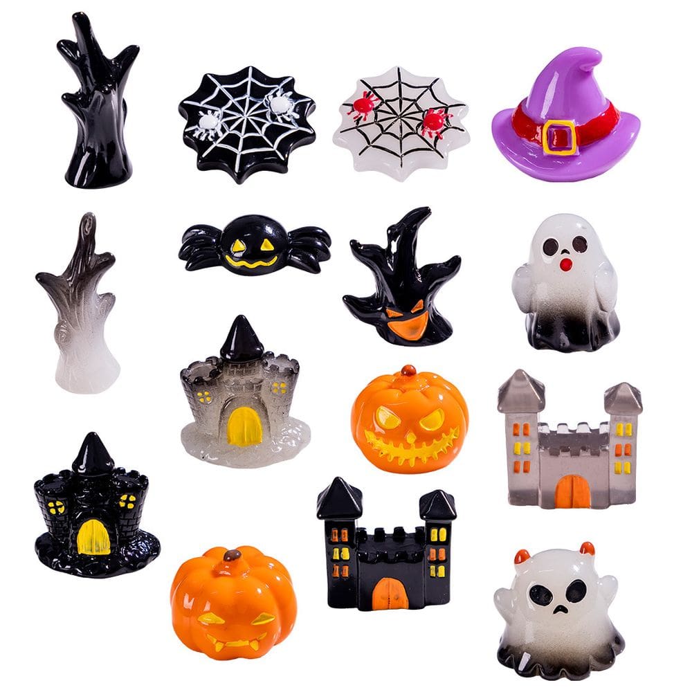 Conjunto de decoração para escultura de resina de jardim de Halloween Mini Ghost