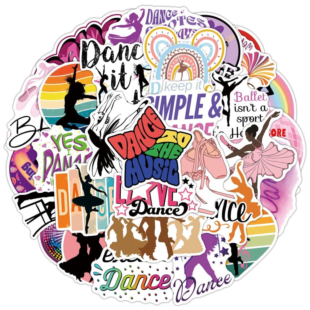 Adesivos Dance for Water Bottles, decalque de desenho animado em vinil x50