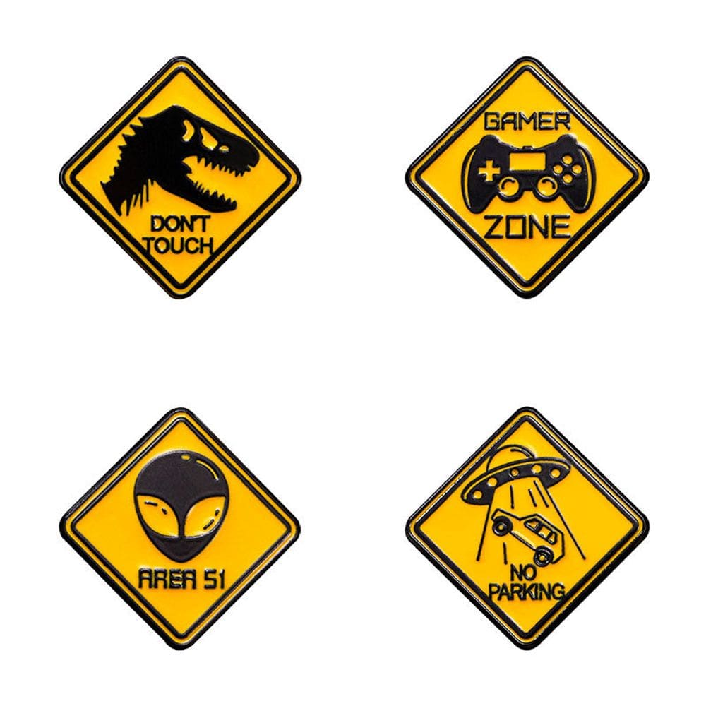 Conjunto de broches Creative Warning Sign Dinosaur Gamer Zone