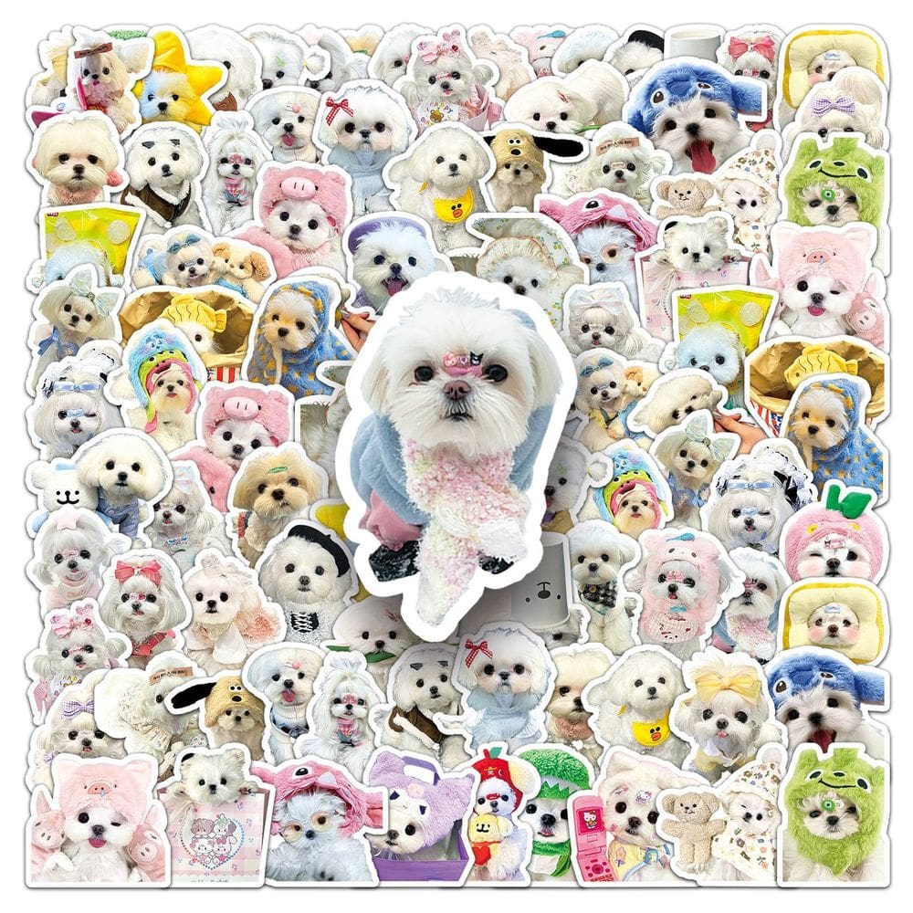 Pacote de adesivos Maltese Dog, 50 unidades de decalques de vinil impermeáveis