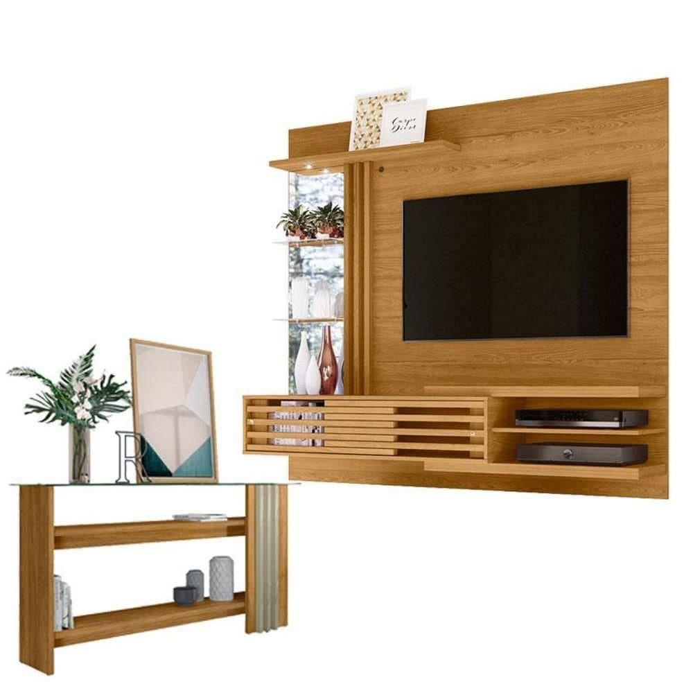 Estante Home Theater Bancada Suspensa Frizz Supreme Cumaru Com Aparador Frizz Cumaru Opala - Madetec