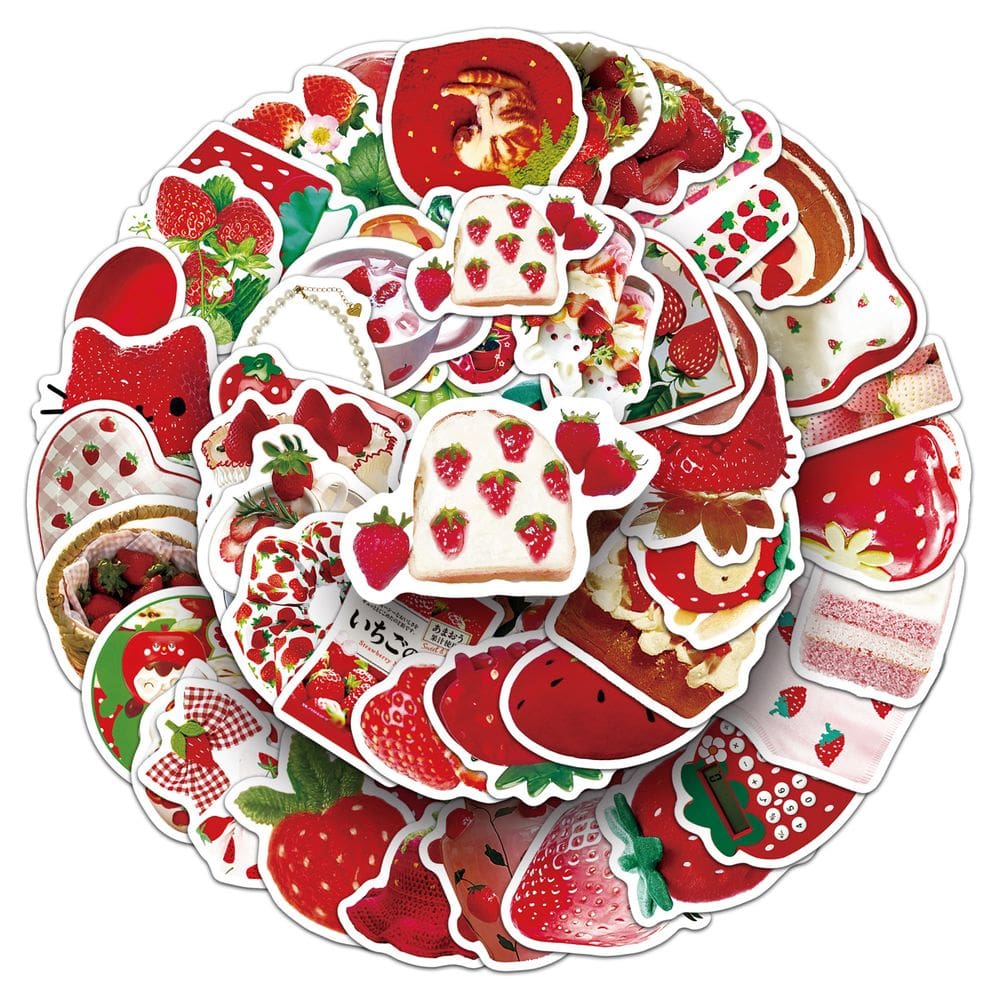 Pacote de adesivos INS Style Sweet Fruit Aesthetic Strawberry x50