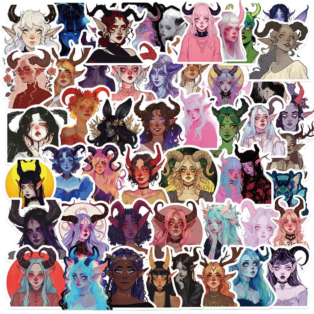 Pacote de adesivos Witch Girl, 50 peças, decalques de vinil à prova d`água