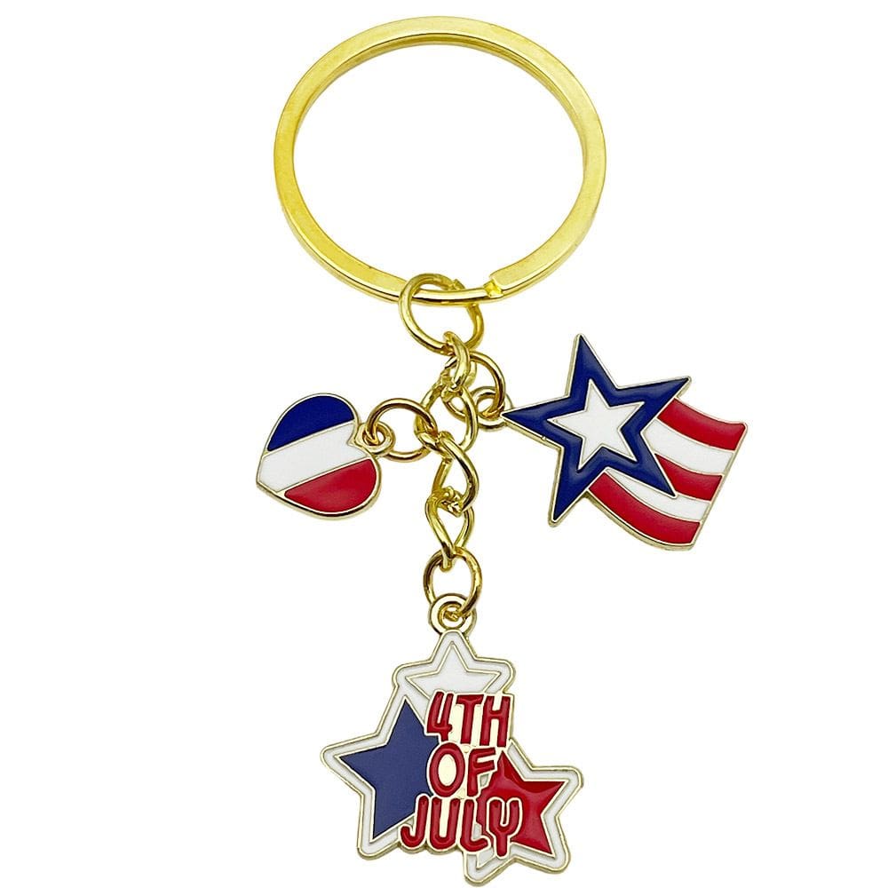 Chaveiro USA 4 de julho Patriotic Heart & Flag Design