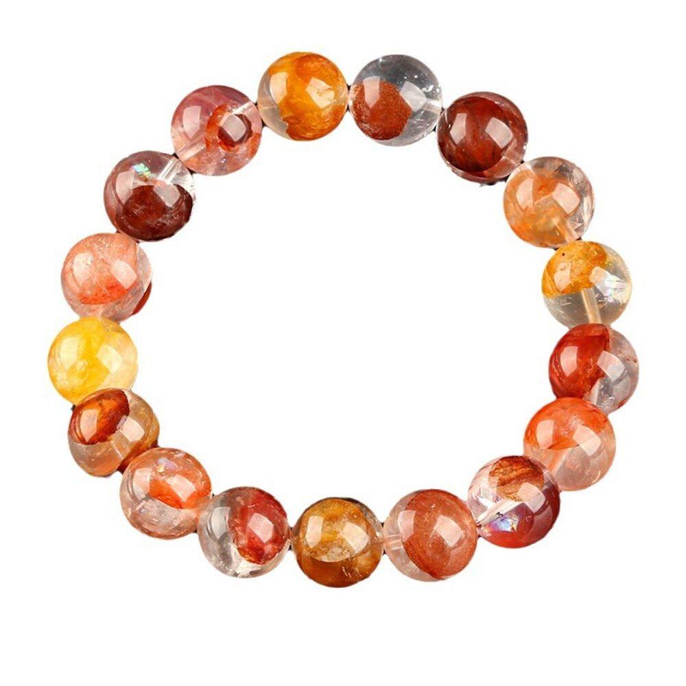 Pulseira de cristal de inclusão natural de 11 mm, contas redondas