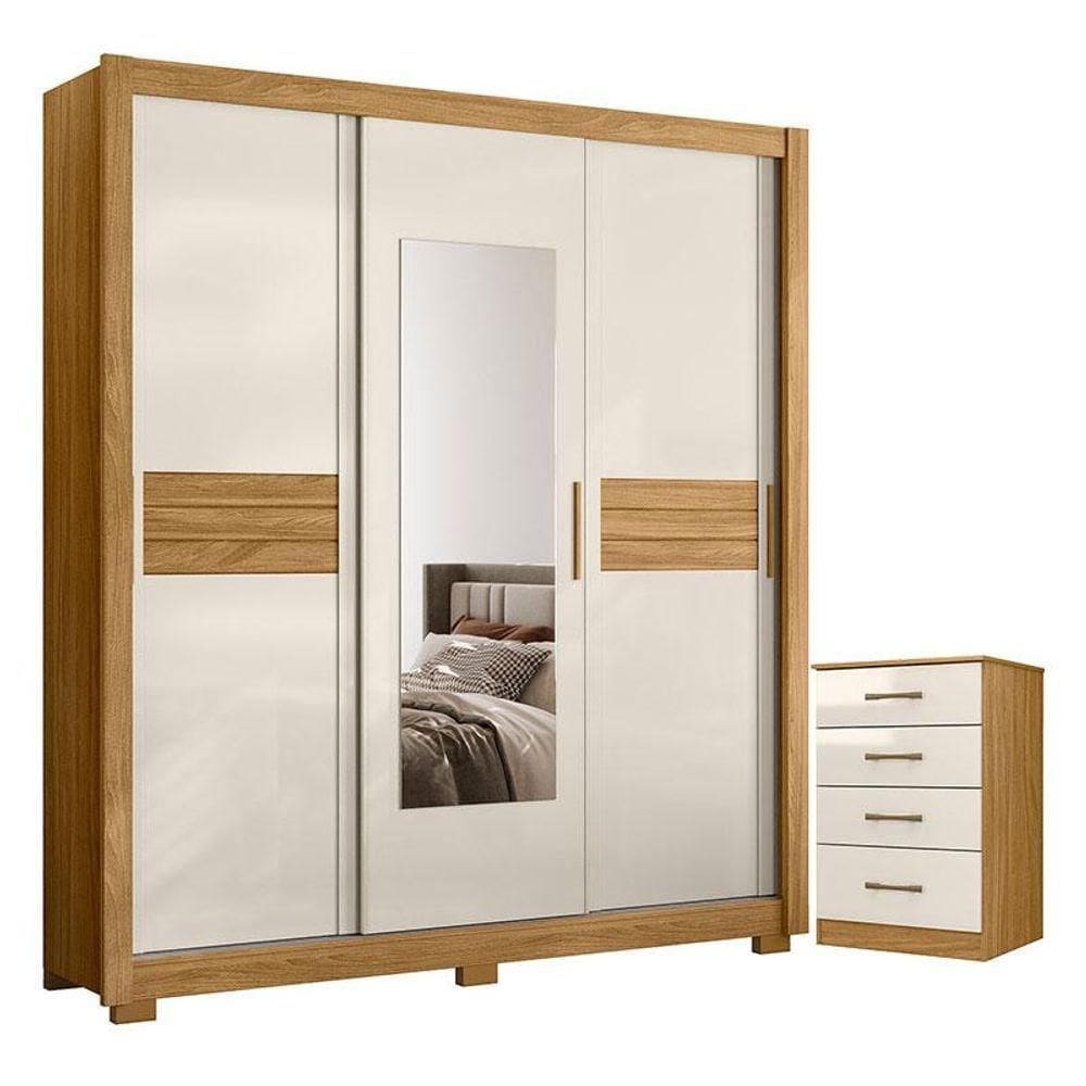 Guarda Roupa Casal Canadá E Cômoda Ms913 Freijó Off White - Moval