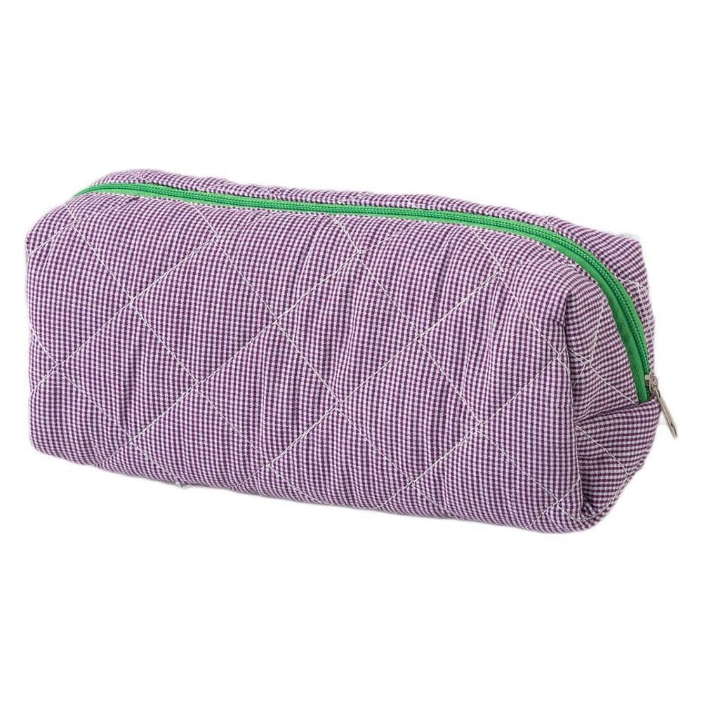 Estojo de lápis acolchoado de algodão de grande capacidade roxo/verde