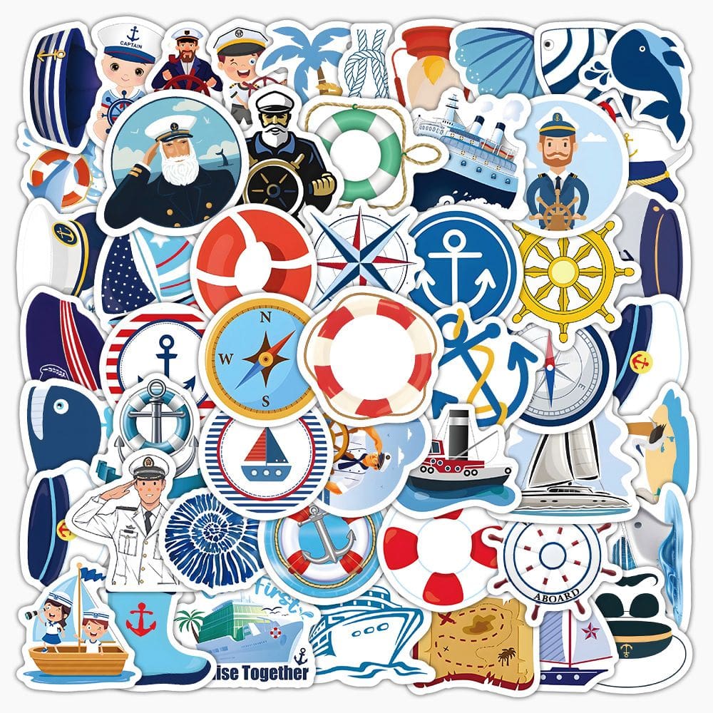 Pacote de adesivos Nautical 102 unidades Lifebuoy Lighthouse Anchor D