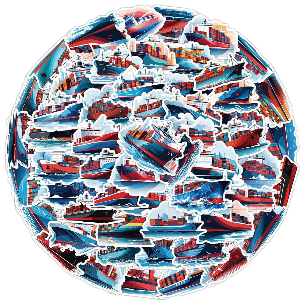 Conjunto de adesivos Cargo Ship, 50 unidades para bagagem, laptop e garrafa de água