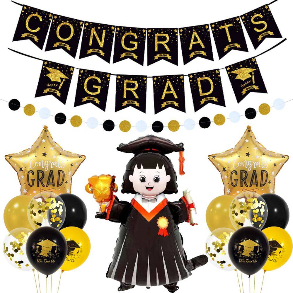 Kit de decoração de festa de formatura, parabéns, graduado, 18 unidades