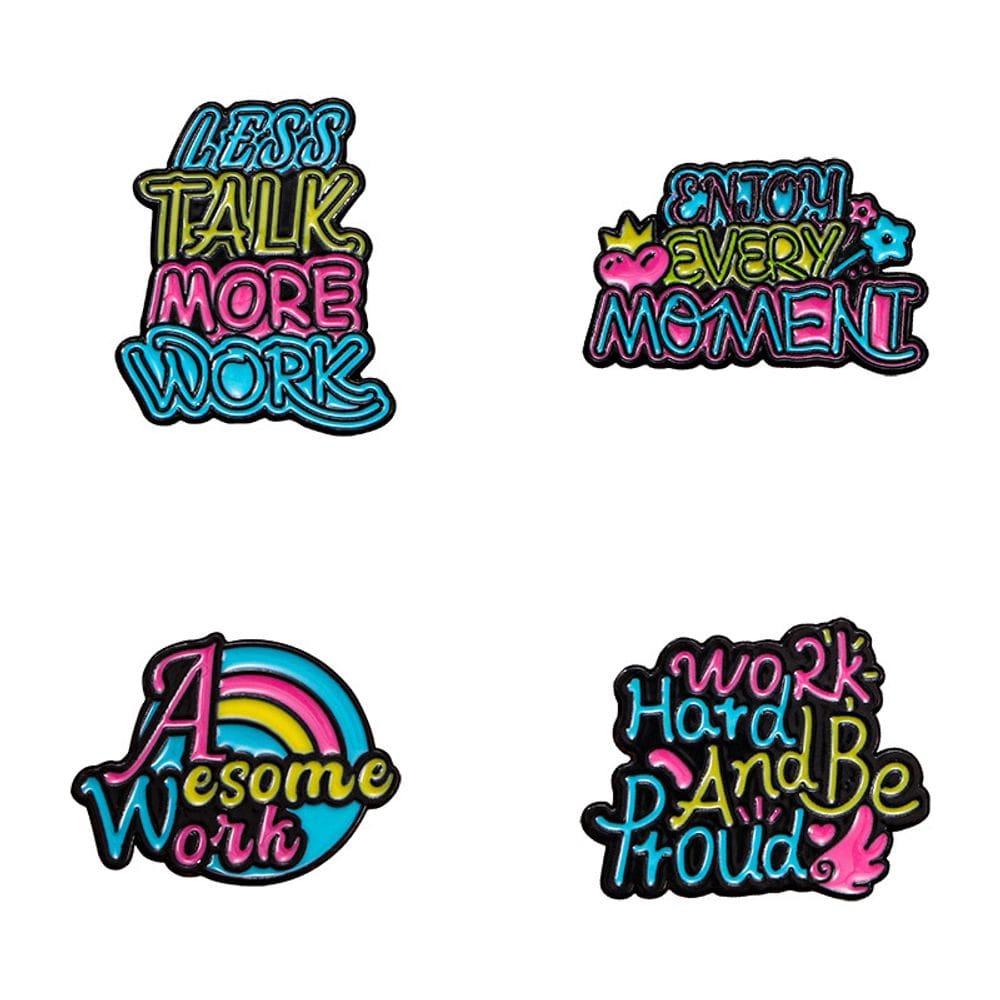 Conjunto de broches, citação motivacional colorida, lapela inspiradora