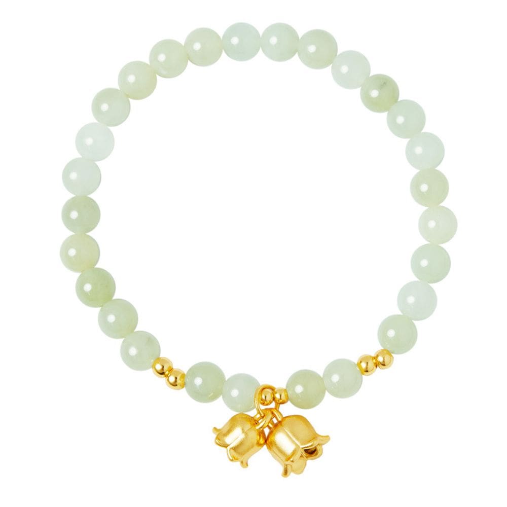 Pulseira de miçangas de jade de nefrite natural de 8 mm para mulheres