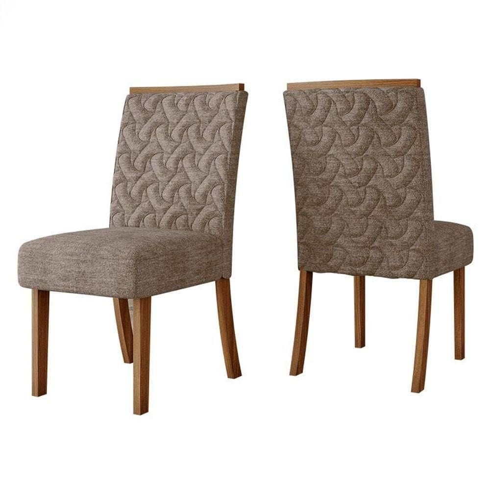 Cadeira Para Mesa De Jantar Esther Kit 02 Peças Nature Cacao - Henn