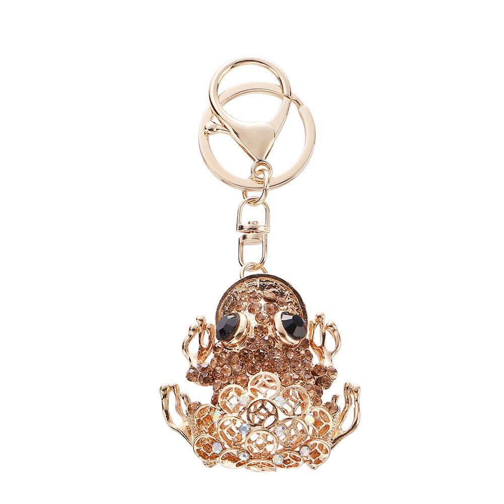 Chaveiro: sapo dourado de luxo com decoração de strass em metal