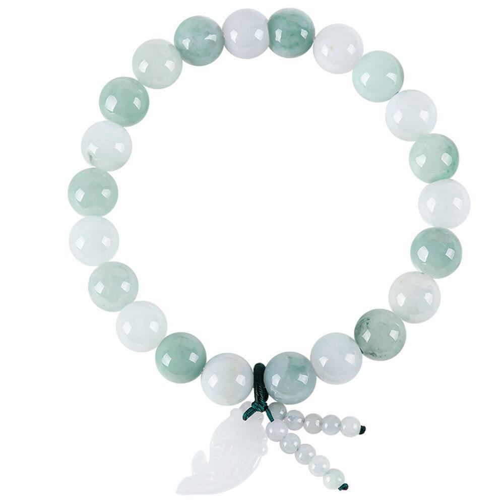 Pulseira natural birmanesa de jadeíta A-Grade 8,8 mm para homens/mulheres