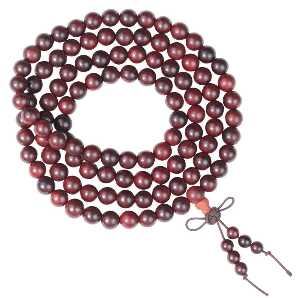 Pulseira de sândalo vermelho 108 contas para homens e mulheres