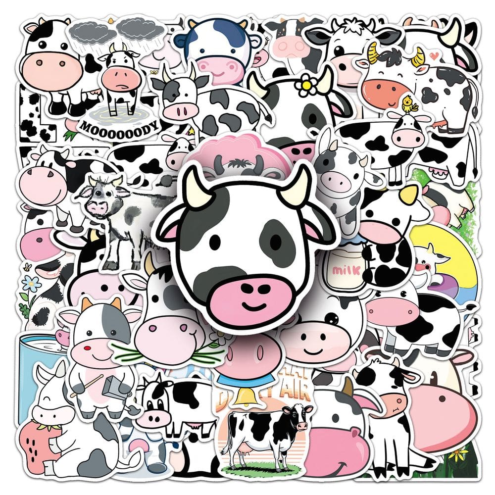 Conjunto de adesivos com tema de vaca para crianças — 50 peças de decalque de desenho animado com animais