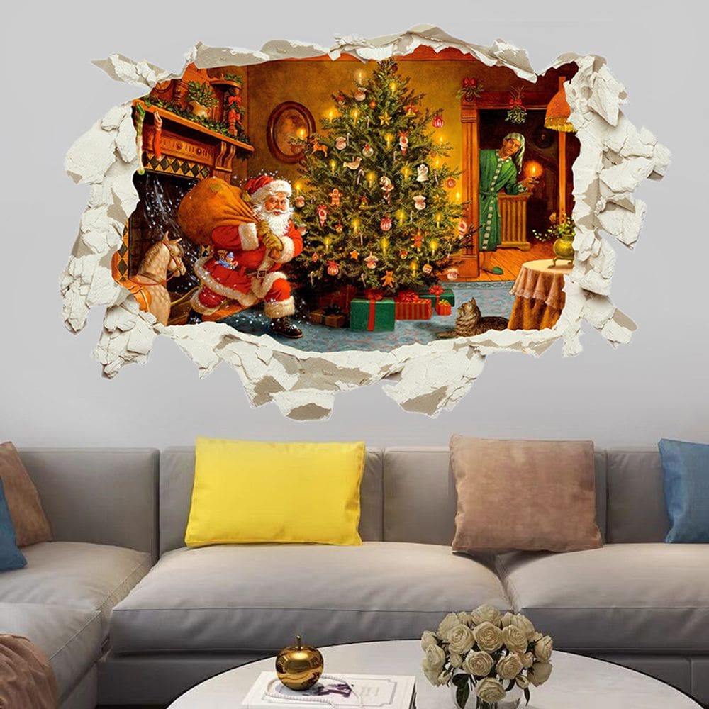 Adesivos de parede Desenhos animados de Natal Papai Noel 40x60cm PVC