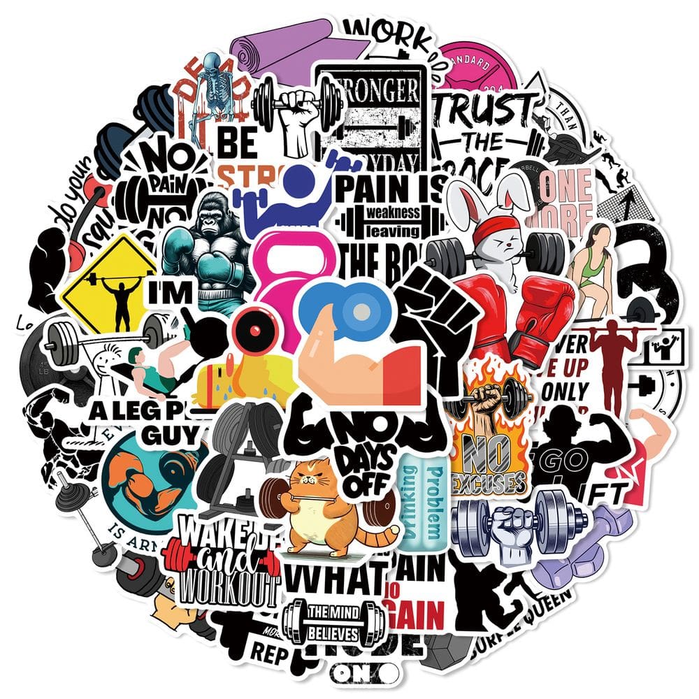 Pacote de adesivos Fitness Motivational, 50 unidades de vinil impermeável