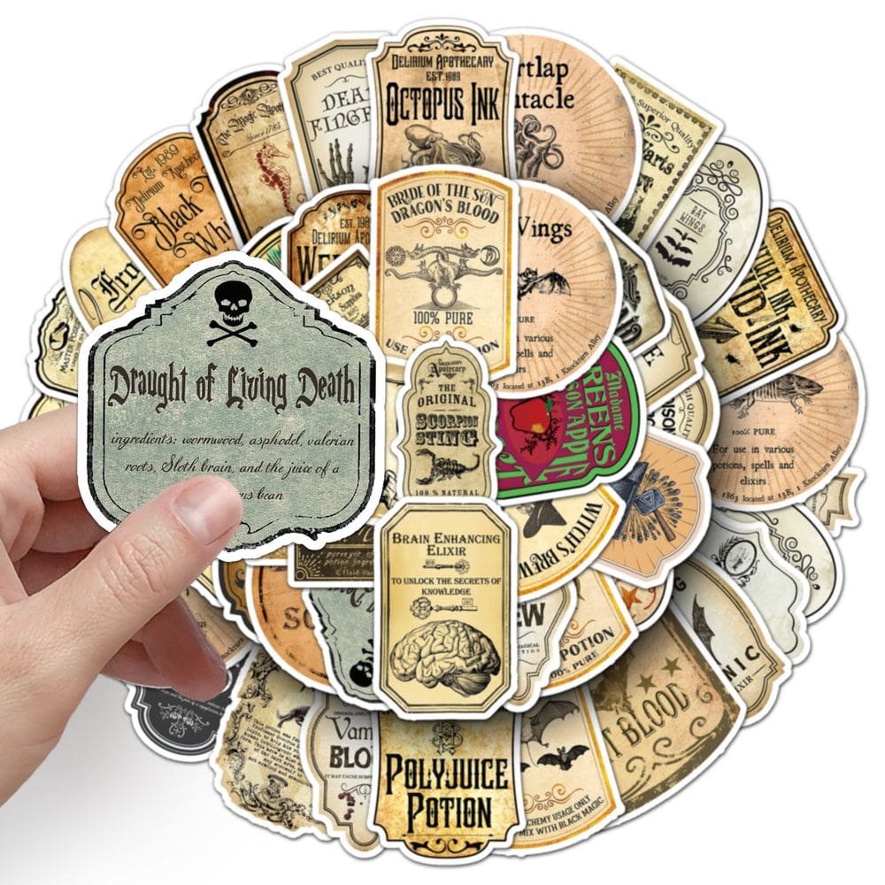 Adesivos, etiqueta de poção vintage, 50 peças de vinho de bruxaria gótica