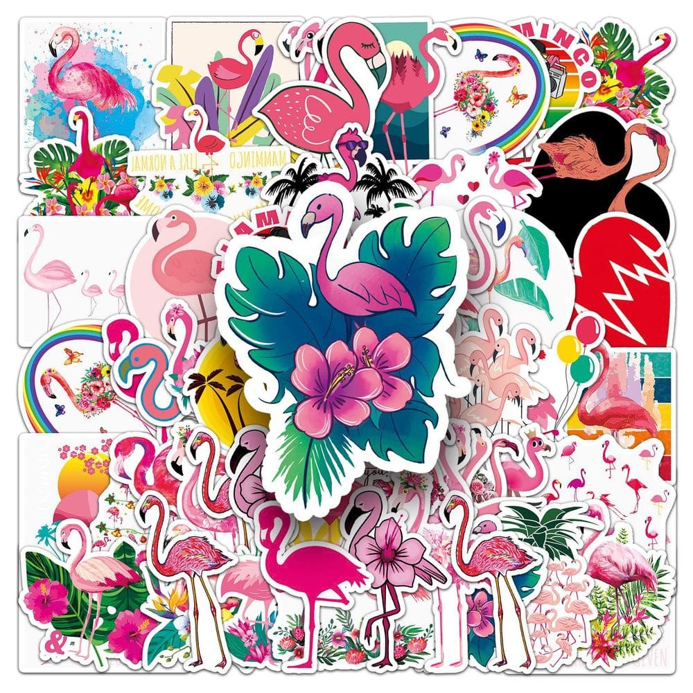 Adesivos Flamingo Collection impermeáveis de 50 unidades para garrafa de água