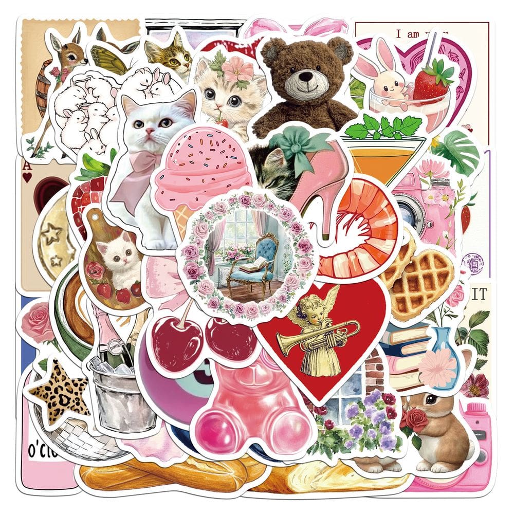 Adesivos 3D Doodle, 50 peças, decalques de vinil fofos e coloridos