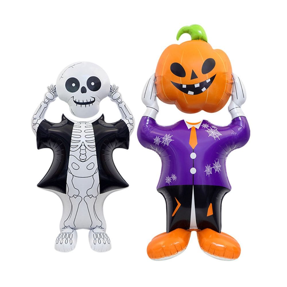Conjunto de balões metalizados de Halloween 4D Standing Giant Skeleton, 2 unidades