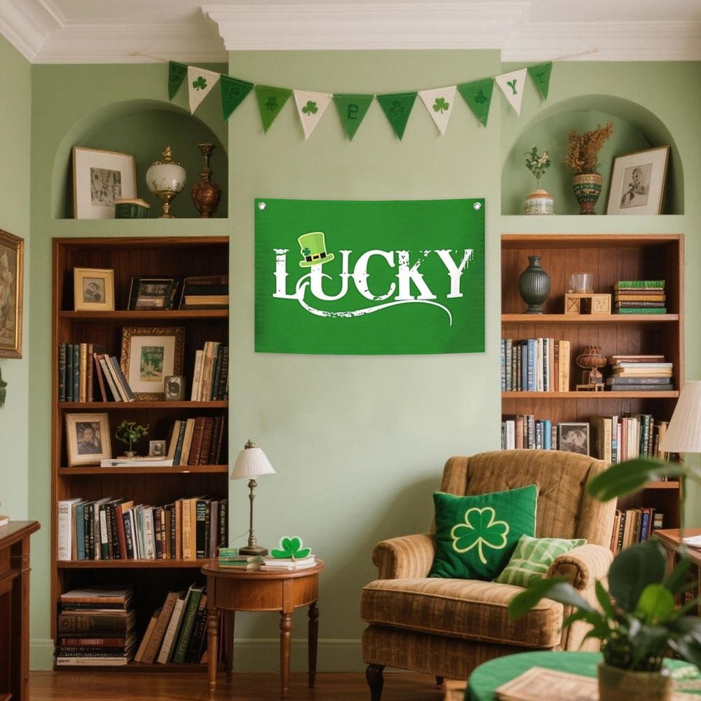 Bandeira do Dia de São Patrício Lucky 50x75cm - Poliéster Verde