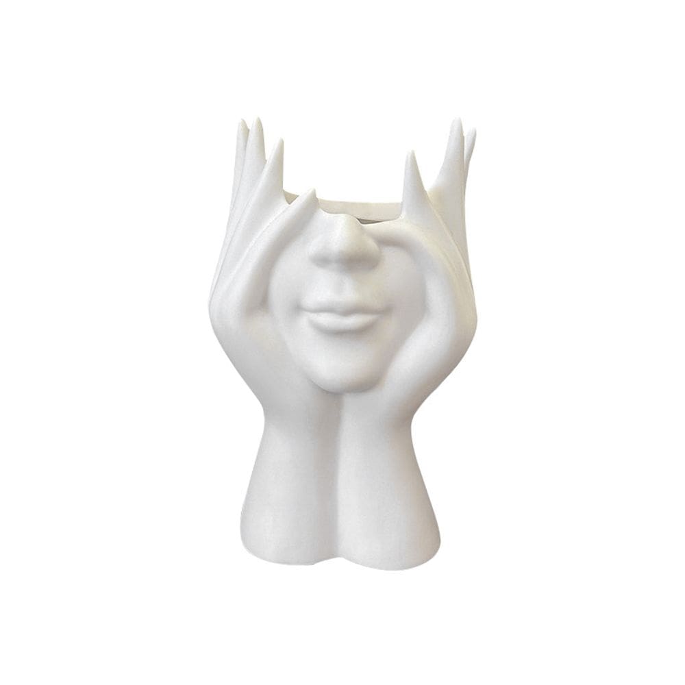 Porta-canetas, rosto abstrato, plástico, design artístico moderno