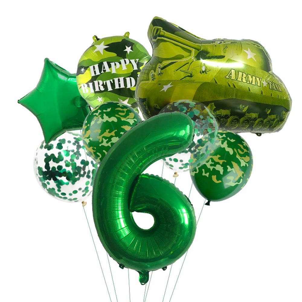 Conjunto de balões, tanque militar de camuflagem, 8 unidades com 32 polegadas, número 6