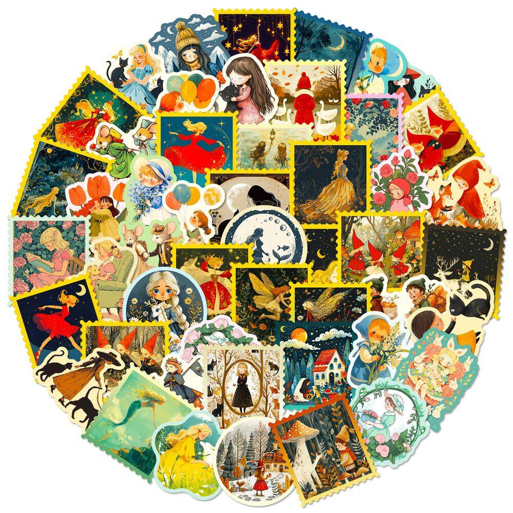 Pacote de adesivos Fairy Tale Vintage Storybook Inspired 50 unidades