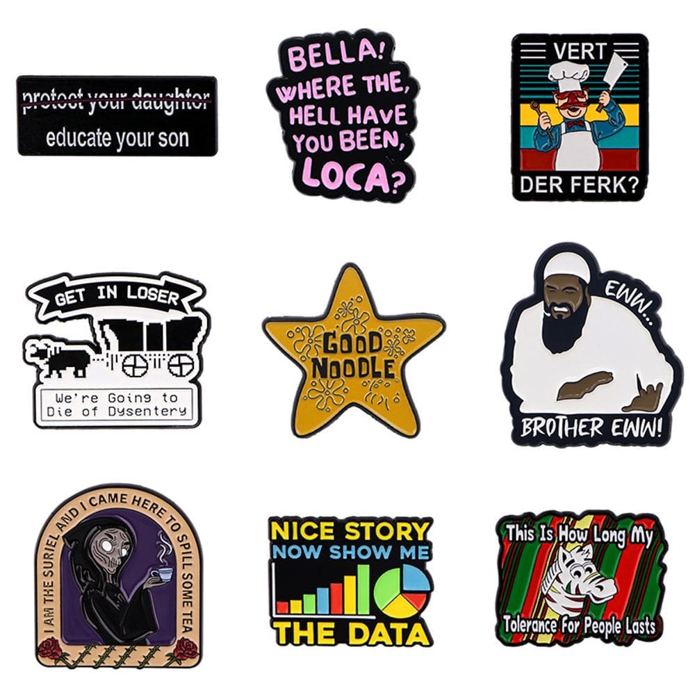 Conjunto de broches, blusa engraçada de desenho animado, Witch Chef Alloy