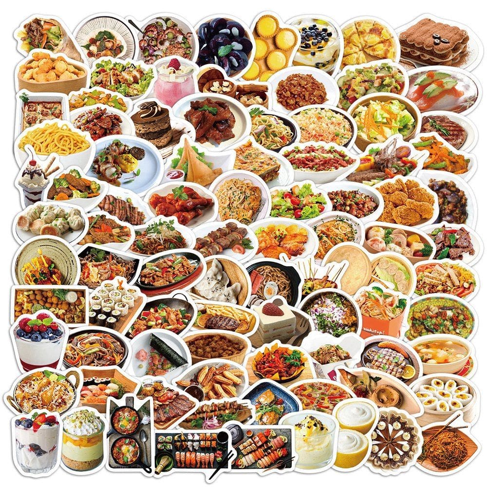 Pacote de adesivos Realistic Food, 90 unidades, variadas na Ásia e no Ocidente