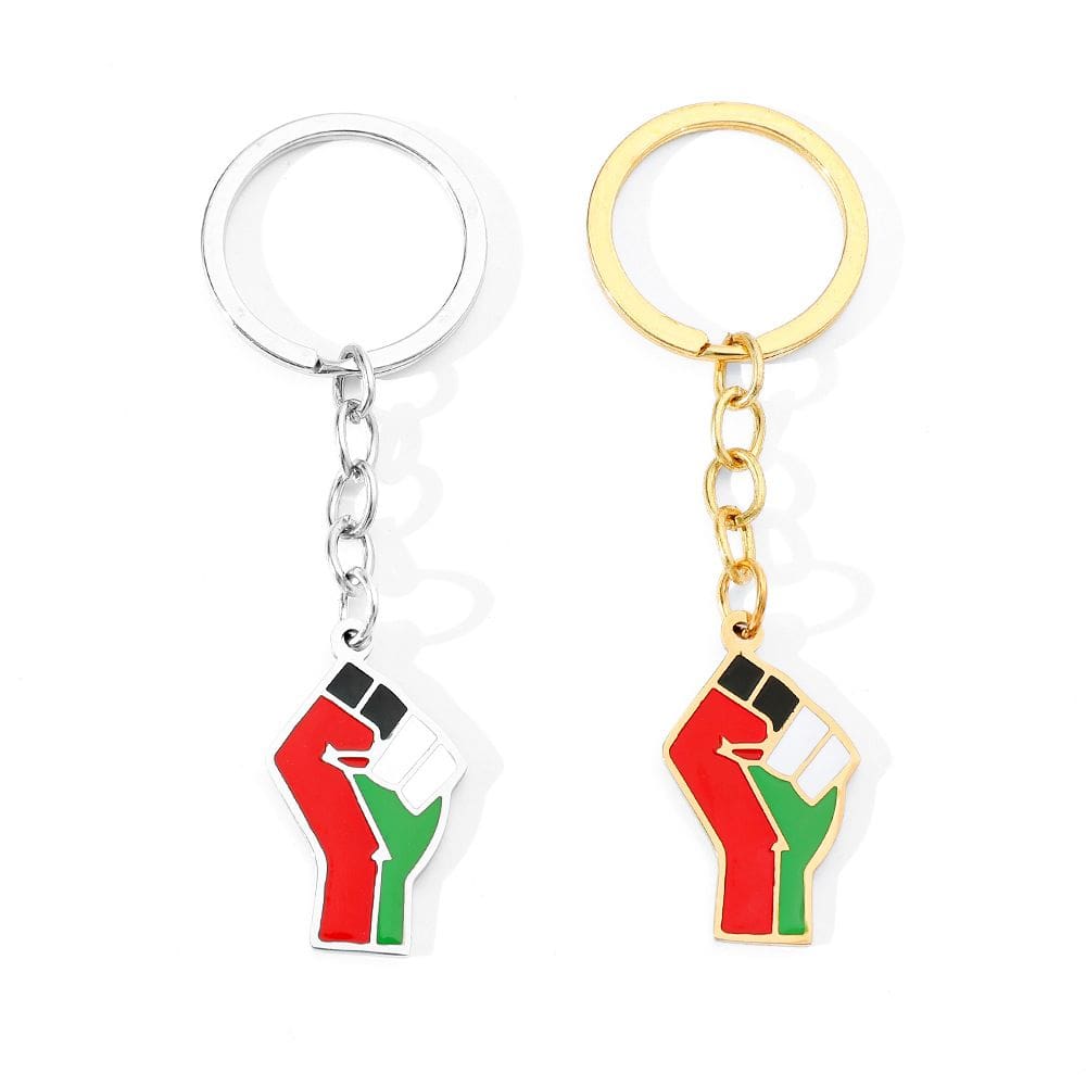 Chaveiro Palestinian Flag Fist em aço inoxidável