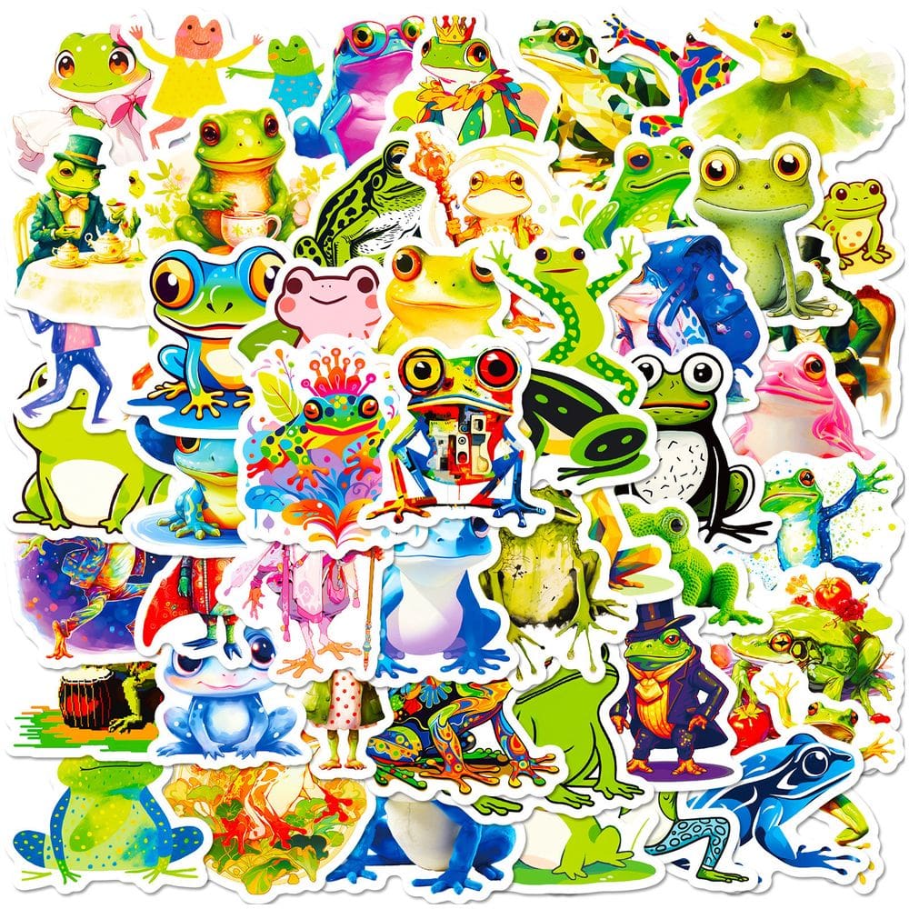 Coleção de adesivos Cute Frog, Dinosaur, Animal 100 unidades