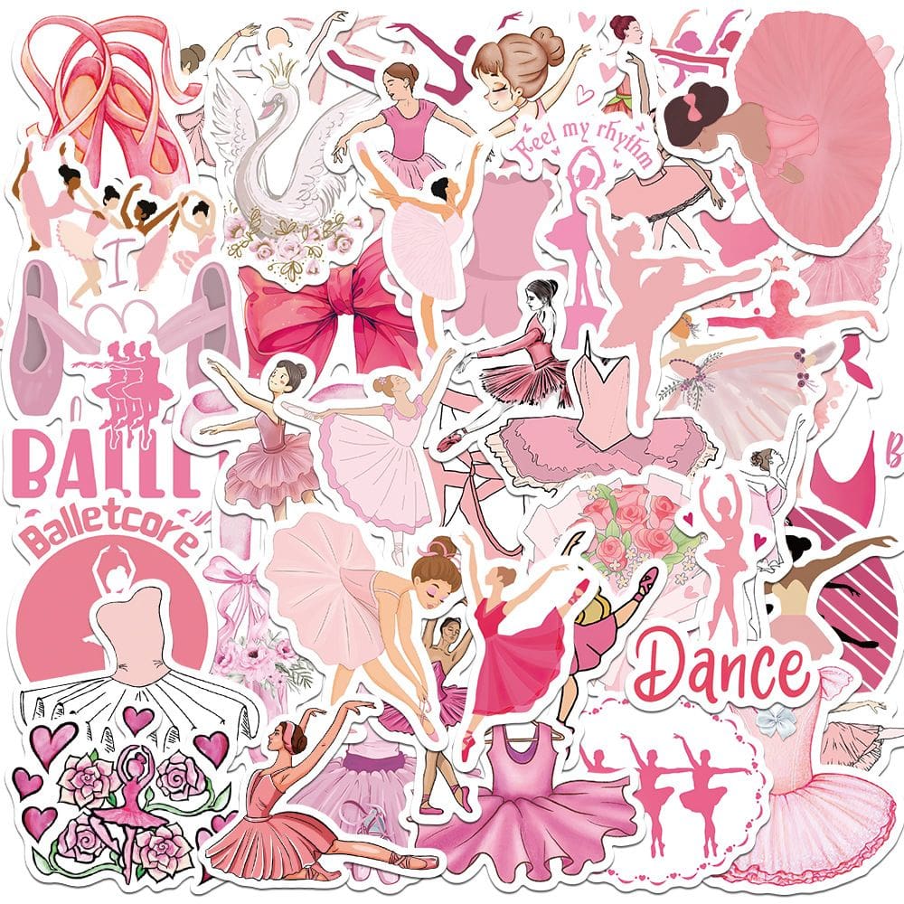 Pacote de adesivos Ballet Dance, 50 unidades de vinil impermeável para crianças