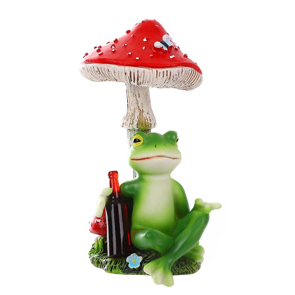 Escultura de decoração de jardim Sapo com resina de cogumelo 13cm