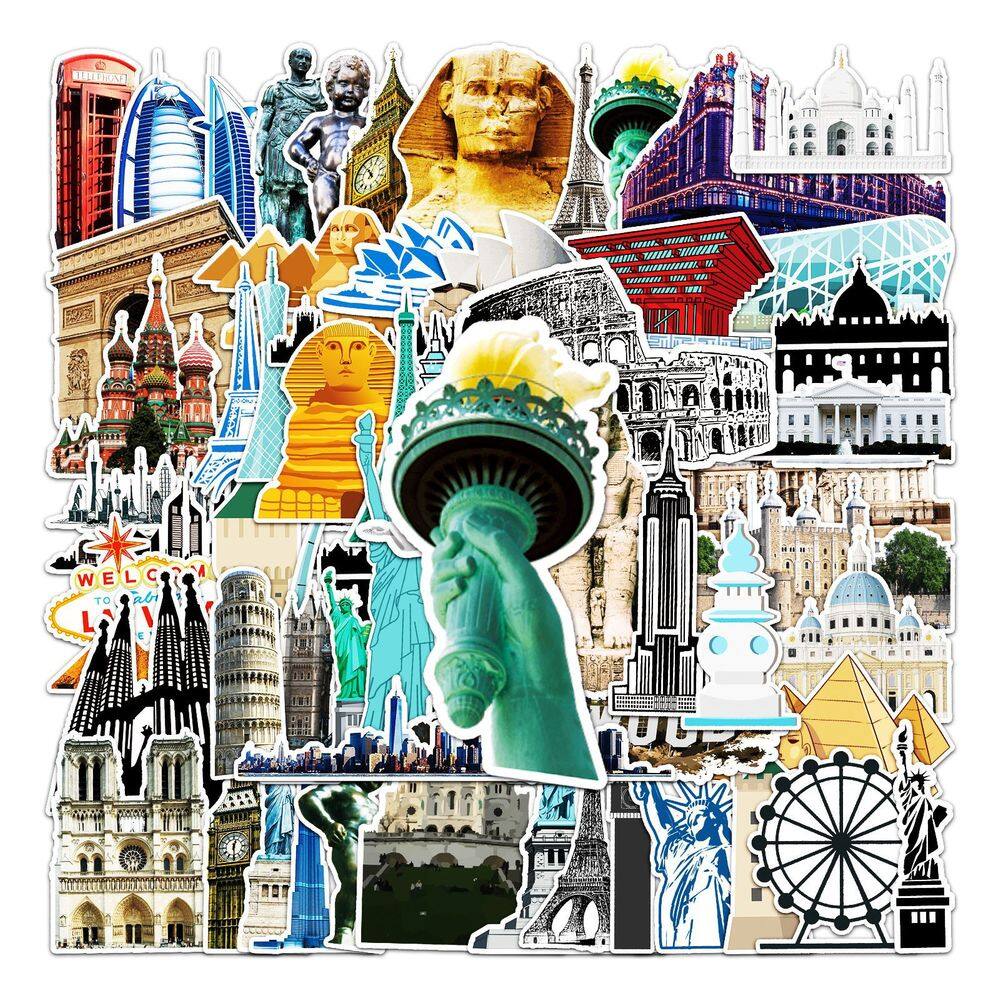 Adesivos Landmark Building Waterproof Travel 64 unidades