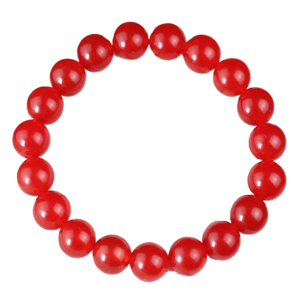 Pulseira de cristal cornalina vermelho natural de 10 mm frisado único L