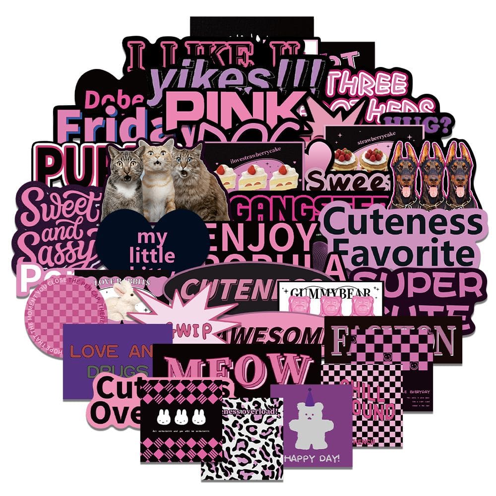 Pacote de adesivos Retro Cartoon, 50 unidades de decalques de vinil coloridos