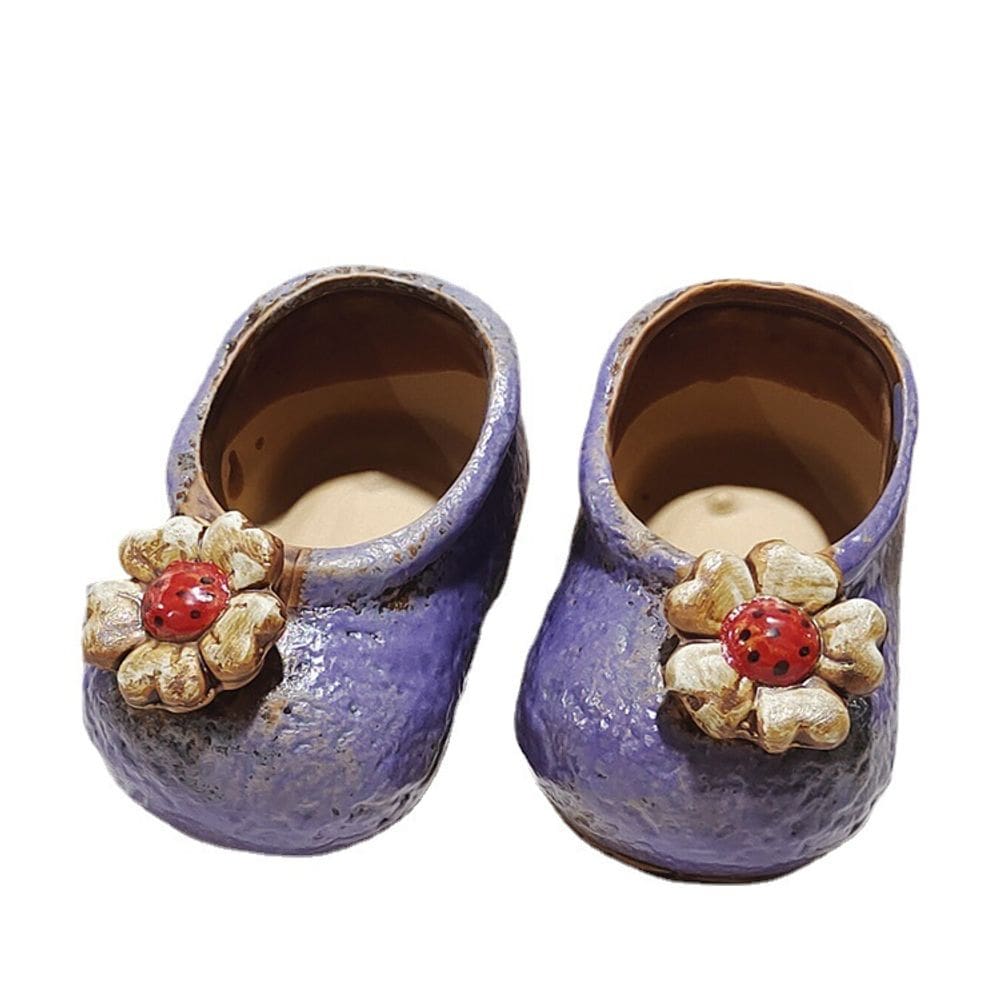 Vaso de flores em cerâmica, desenho animado, par de sapatos roxos
