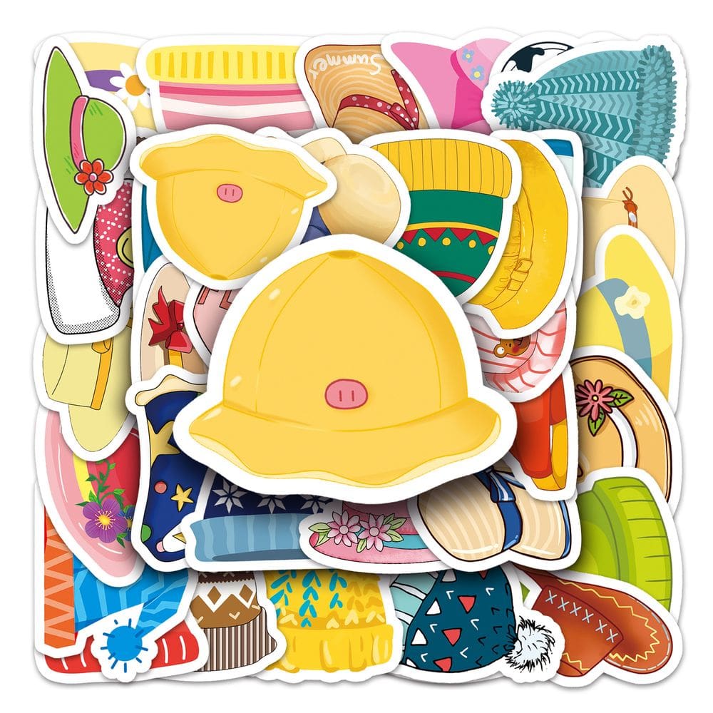 Pacote de adesivos, chapéu de desenho animado, 50 unidades de vinil impermeável para crianças