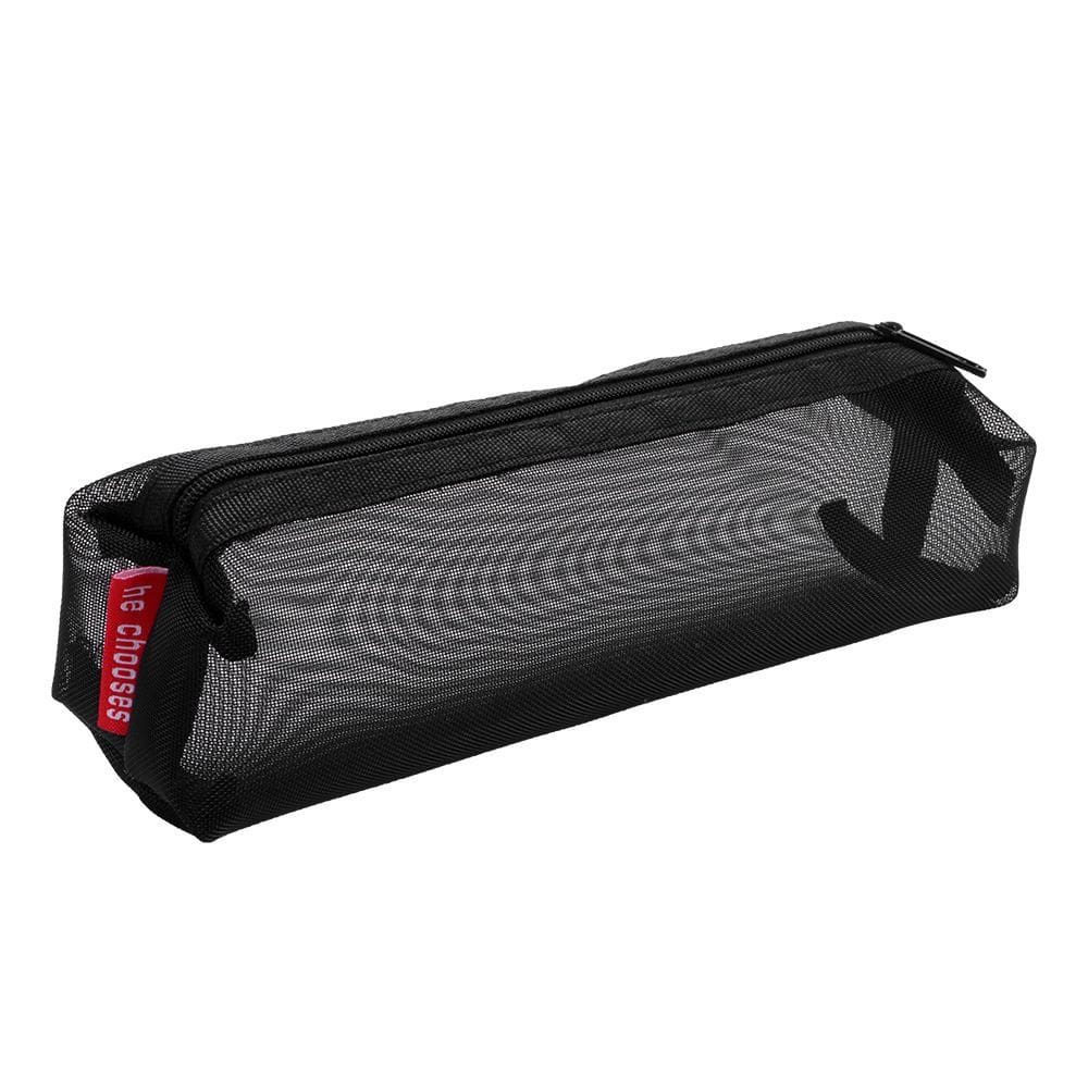 Estojo de lápis de malha transparente de nylon de grande capacidade 20cm