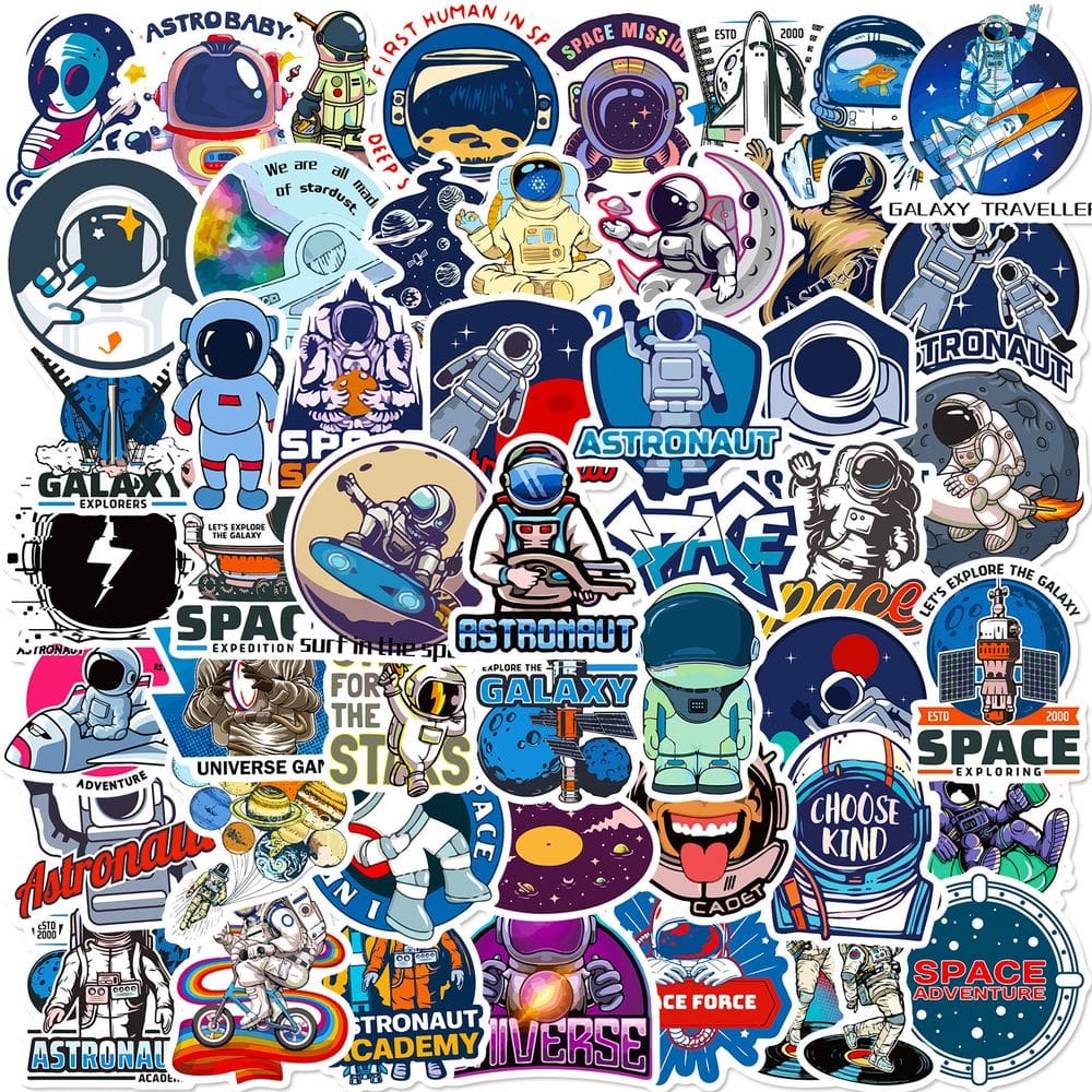 Pacote de adesivos Astronaut Space Galaxy Rocket Planet D 50 unidades