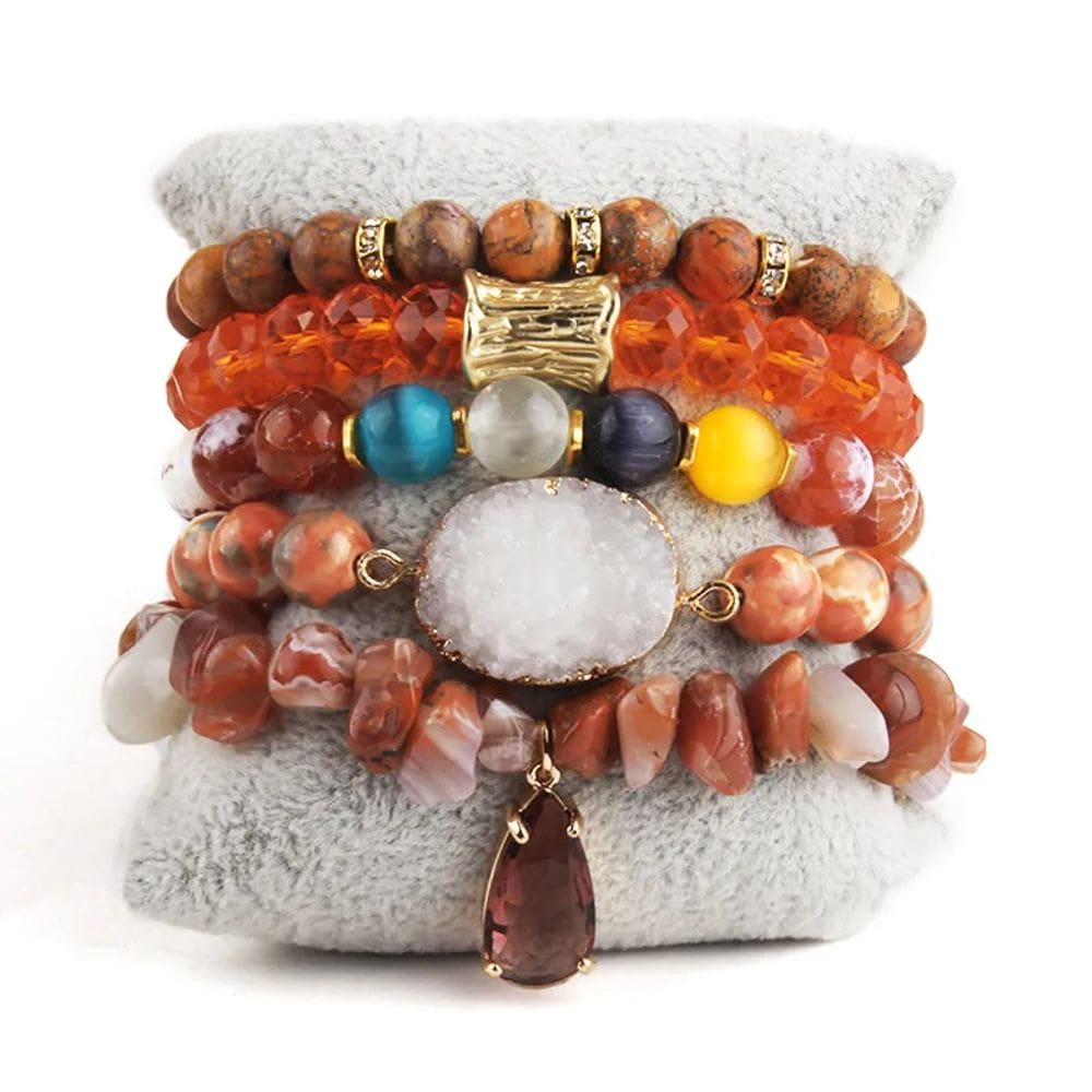 Conjunto de pulseiras Bohemian Stacked para mulheres, 6 peças de elástico feito à mão