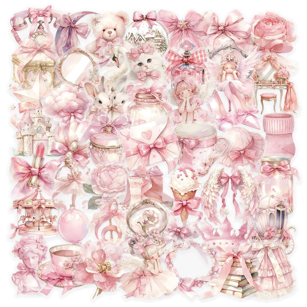 Conjunto de adesivos Fairy Tale Pink Aesthetic Vinyl Decalks x50