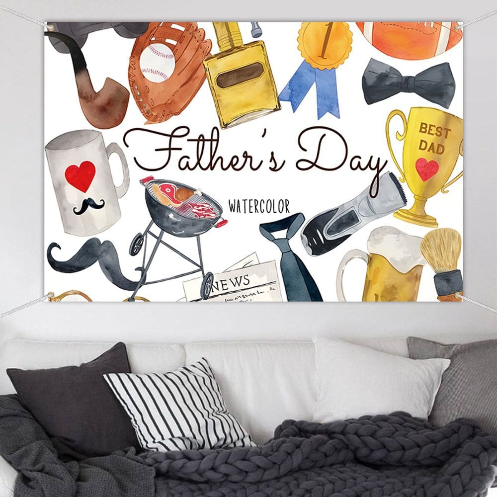 Churrasqueira em aquarela para tapeçaria para pendurar na parede do Dia dos Pais
