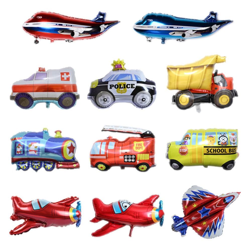 Conjunto de balões metalizados com tema de veículo, 11 unidades | Transporte variado