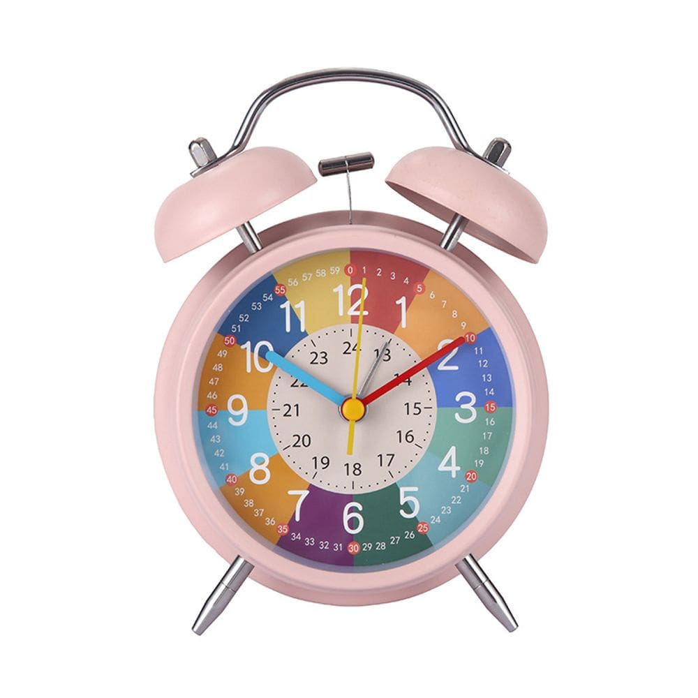 Despertador colorido Twin Bell para crianças de metal 16,5 x 10,5 cm
