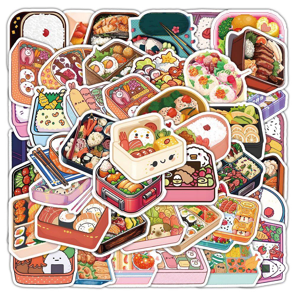 Conjunto de adesivos Cute Sushi, 54 unidades de vinil impermeável para álbum de recortes